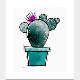 Cactus in pot cartoon Posters and Art